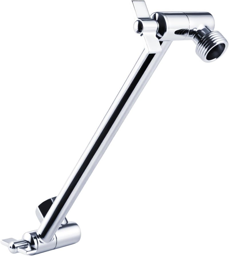 RLKDKJ Heavy Duty Adjustable Shower Arm, 11" Brass Extension with Gear Lock Teeth & Swivel Nut, Strong Load Support, No Sagging, Keeps Shower Head Straight, Leak-Free, G1/2 Universal (Chrome) - Image 1